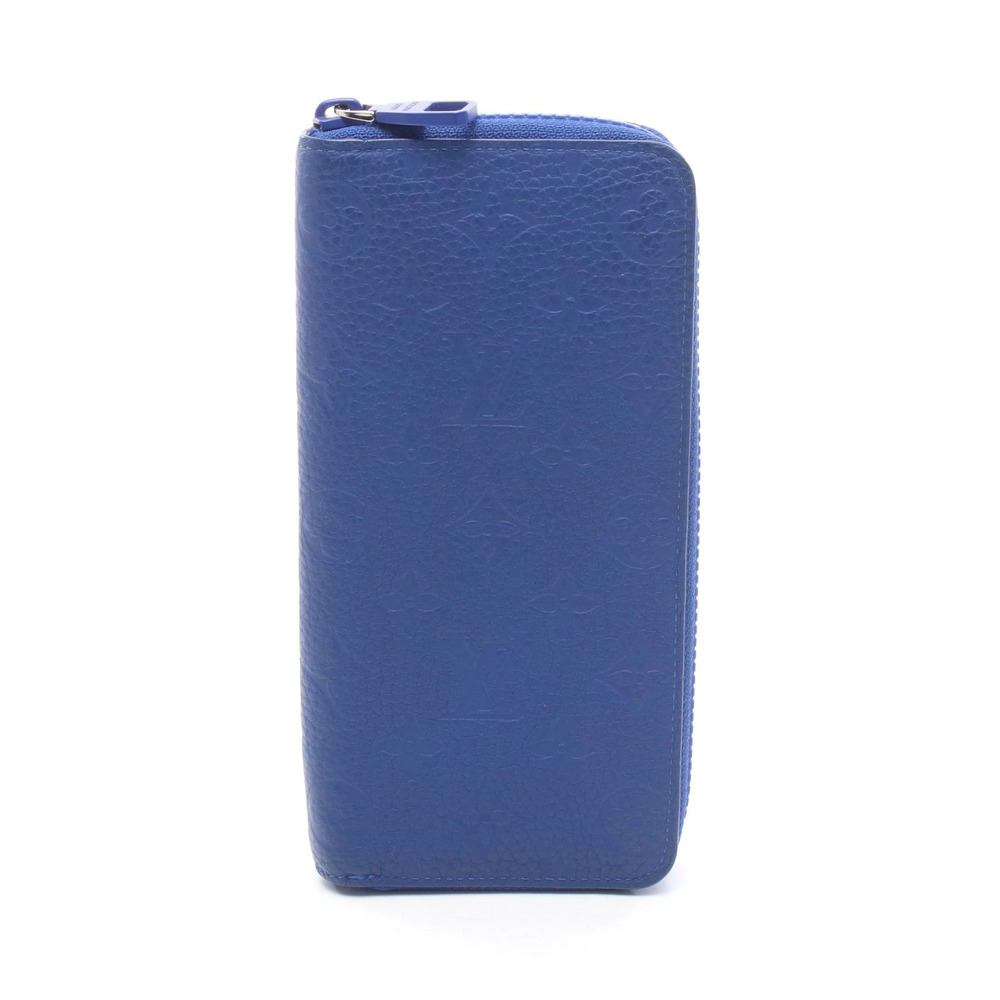 Louis Vuitton Zippy Wallet Vertical Monogram Taurillon Round Long Leather Blue